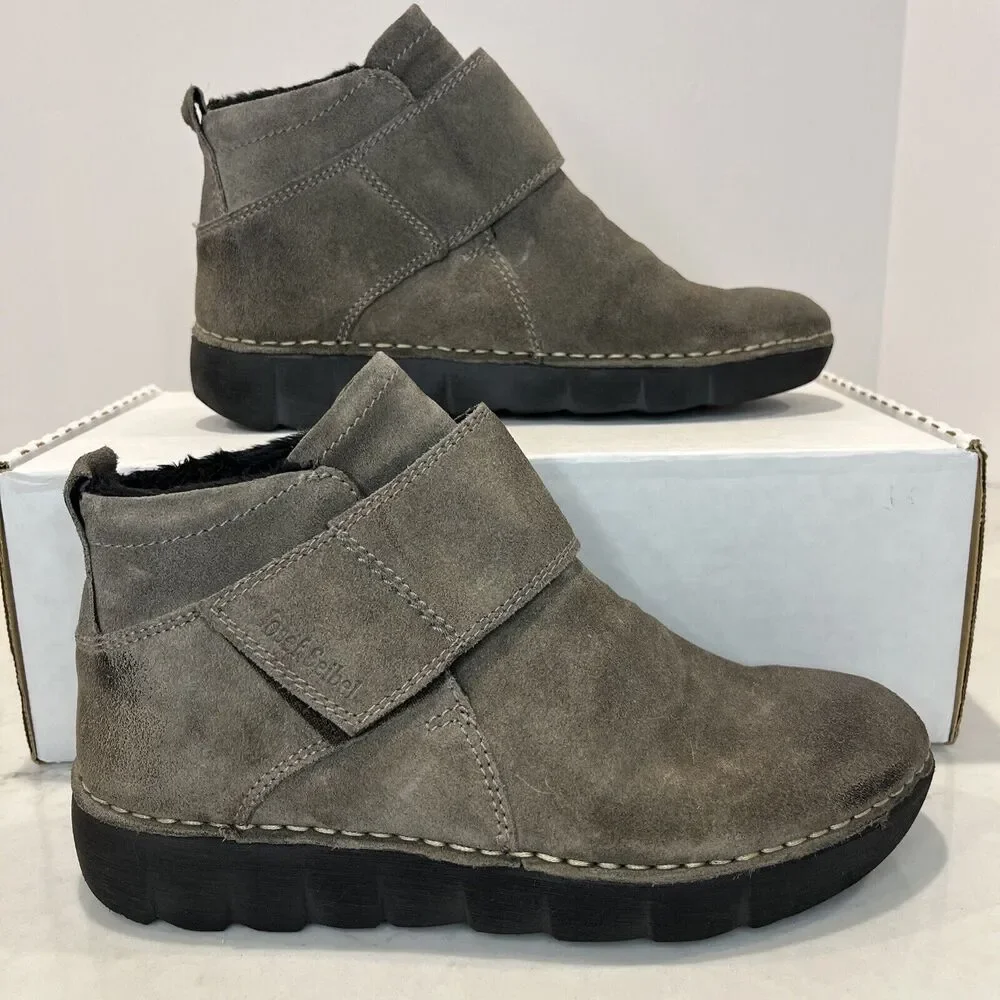 Josef Seibel NEW Calais 53 EU 37 US 6 -6.5 Taupe Comfort Ankle Boots Suede